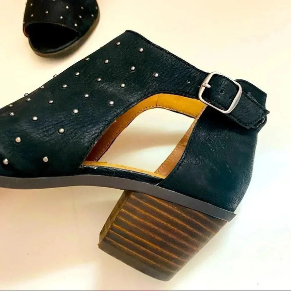 Lucky Brand Bankks Leather Studded Peep Toe Booties - Picture 7 of 9